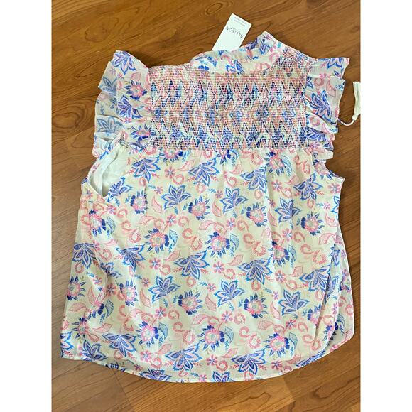 NWT Stellah New York Sleeveless V-Neck Blouse, Pink/ Blue Pattern, Large - Picture 2 of 8